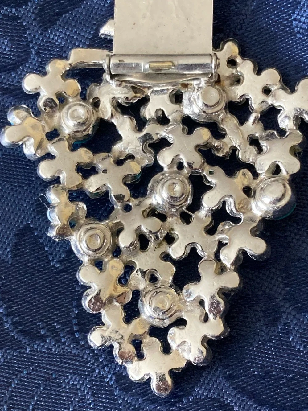 Vintage Dress Clip Grape Cluster Turquoise Blue White Ballotini Balls 2.2